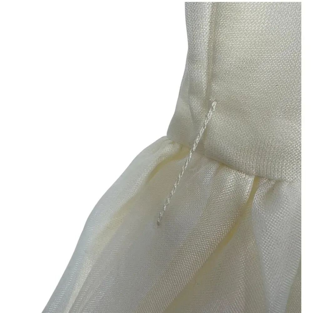 VTG Gold Bell dress girls 10 chiffon ruffle lace party pageant prairie cream USA